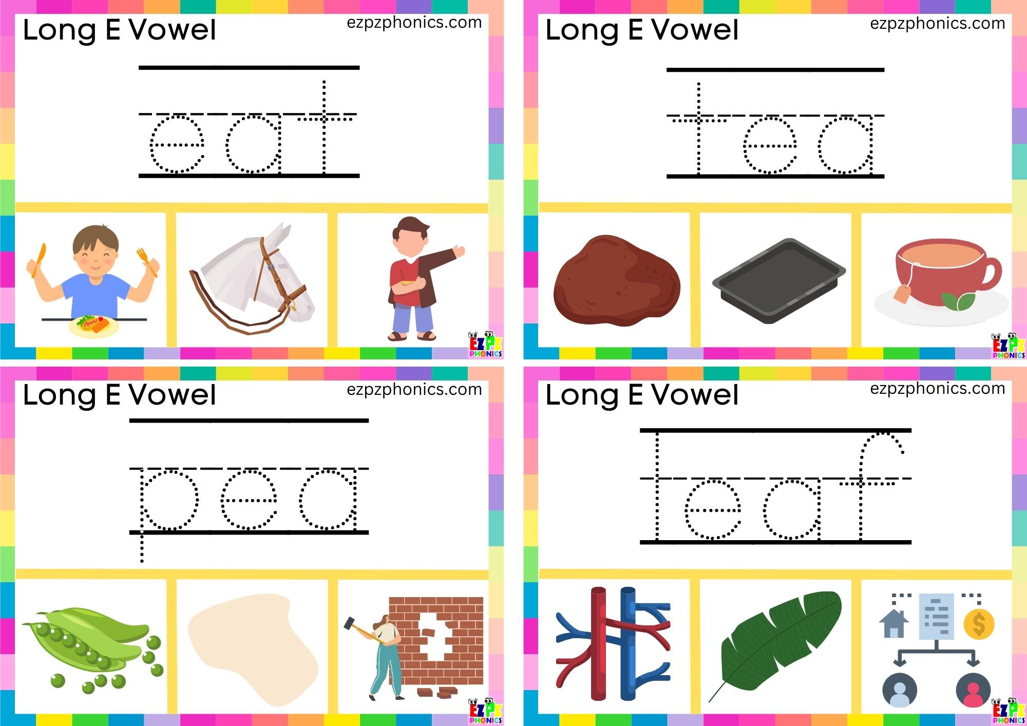 Write the word and clip the image Clip cards for long e vowel ea words 3
